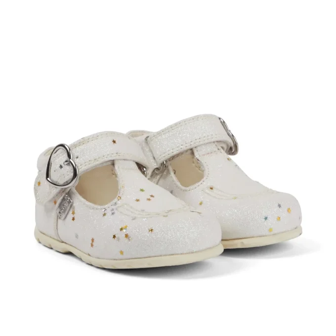Chaussures Kick T pailletées unisexe pour bébé, blanches
