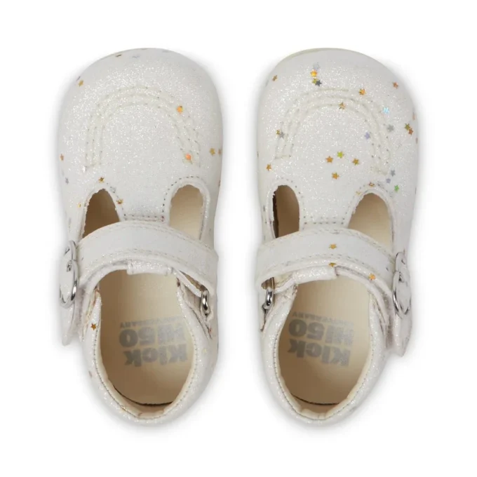 Chaussures Kick T pailletées unisexe pour bébé, blanches