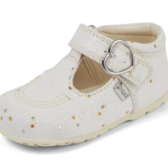 Chaussures Kick T pailletées unisexe pour bébé, blanches