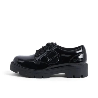 Chaussures Kori à lacets en cuir verni noir pour filles Chaussures Kori à lacets en cuir verni noir pour filles