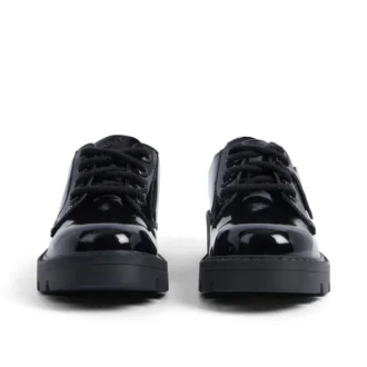Chaussures Kori à lacets en cuir verni noir pour filles Chaussures Kori à lacets en cuir verni noir pour filles