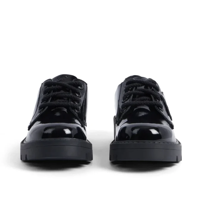 Chaussures Kori à lacets en cuir verni noir pour filles