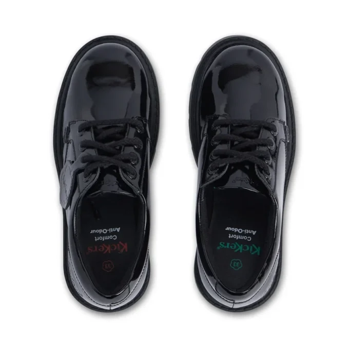 Chaussures Kori à lacets en cuir verni noir pour filles