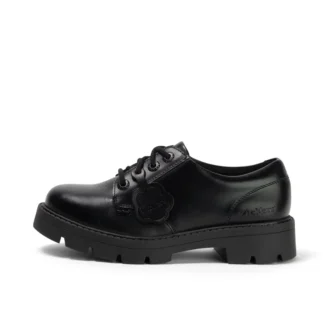 Chaussures à lacets Kori pour femme adulte, cuir brillant, noir