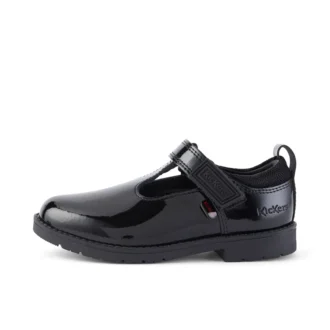 Chaussures Lachly T-Bar en cuir verni noir pour petites filles