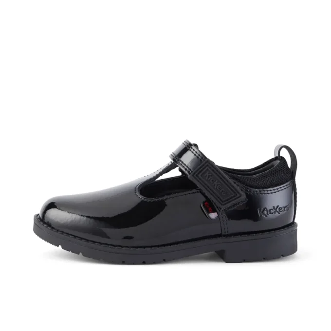 Chaussures Lachly T-Bar en cuir verni noir pour petites filles