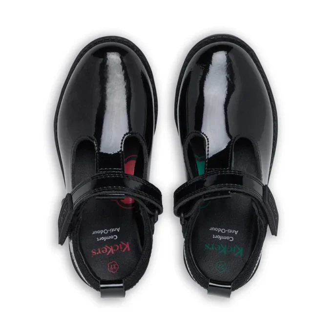 Chaussures Lachly T-Bar en cuir verni noir pour petites filles