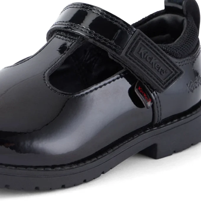 Chaussures Lachly T-Bar en cuir verni noir pour petites filles