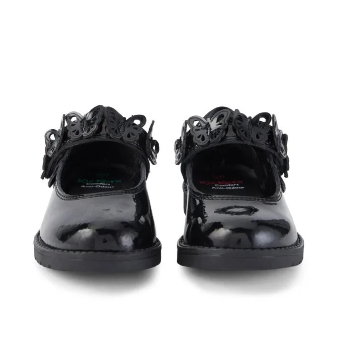 Chaussures pour bébés filles Lachly Butterfly Mj en cuir verni noir Chaussures pour bébés filles Lachly Butterfly Mj en cuir verni noir