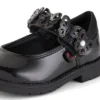Chaussures pour bébés filles Lachly Butterfly Mj en cuir verni noir Chaussures pour bébés filles Lachly Butterfly Mj en cuir verni noir