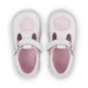 Chaussures T-Bar Wave en cuir blanc pour bébé fille