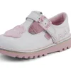 Chaussures T-Bar Wave en cuir blanc pour bébé fille