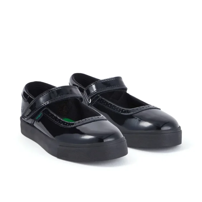 Chaussures Tovni Brogue MJ en cuir verni noir pour filles
