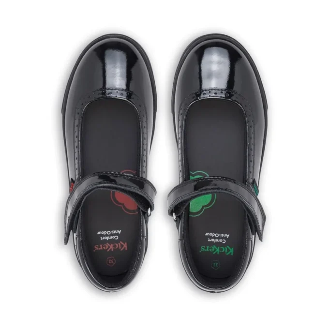 Chaussures Tovni Brogue MJ en cuir verni noir pour filles