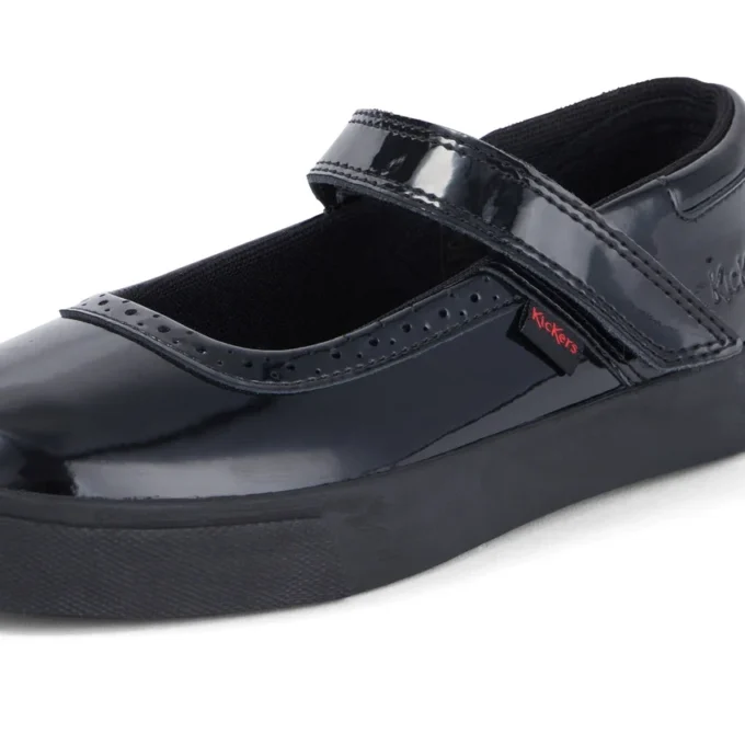 Chaussures Tovni Brogue MJ en cuir verni noir pour filles