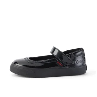 Chaussures Tovni Brogue MJ en cuir verni noir pour petites filles