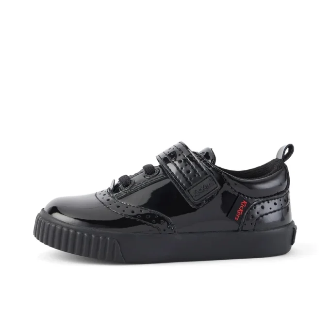 Chaussures Tovni Brogue pour bébés filles en cuir verni noir