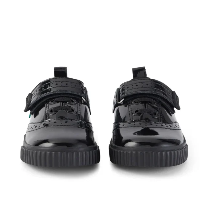 Chaussures Tovni Brogue pour bébés filles en cuir verni noir