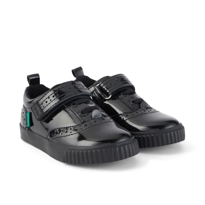 Chaussures Tovni Brogue pour bébés filles en cuir verni noir