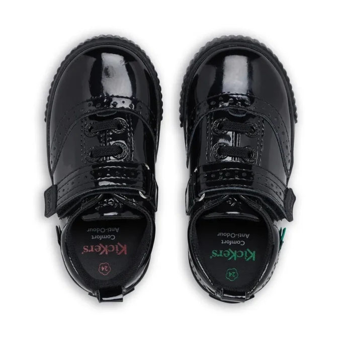 Chaussures Tovni Brogue pour bébés filles en cuir verni noir