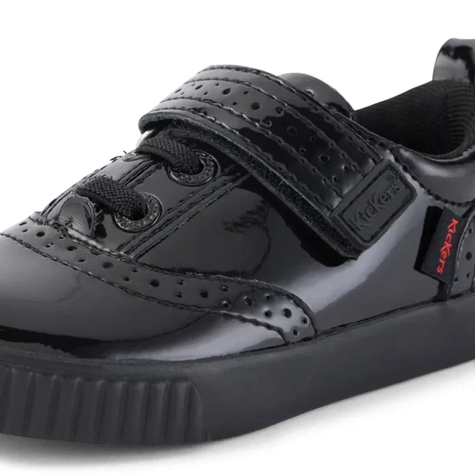 Chaussures Tovni Brogue pour bébés filles en cuir verni noir