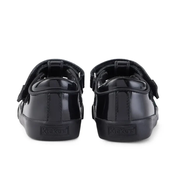 Chaussures Tovni Brogue T-Bar en cuir verni noir pour filles en bas âge Chaussures Tovni Brogue T-Bar en cuir verni noir pour filles en bas âge
