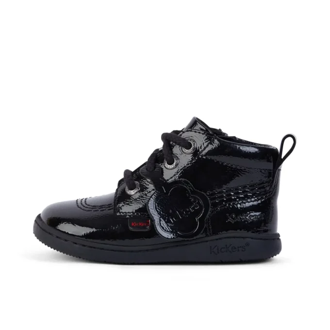 Chaussures unisexes pour bébés Playflex Hi en cuir verni froissé noir Chaussures unisexes pour bébés Playflex Hi en cuir verni froissé noir