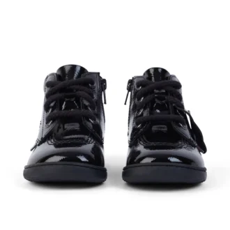 Chaussures unisexes pour bébés Playflex Hi en cuir verni froissé noir