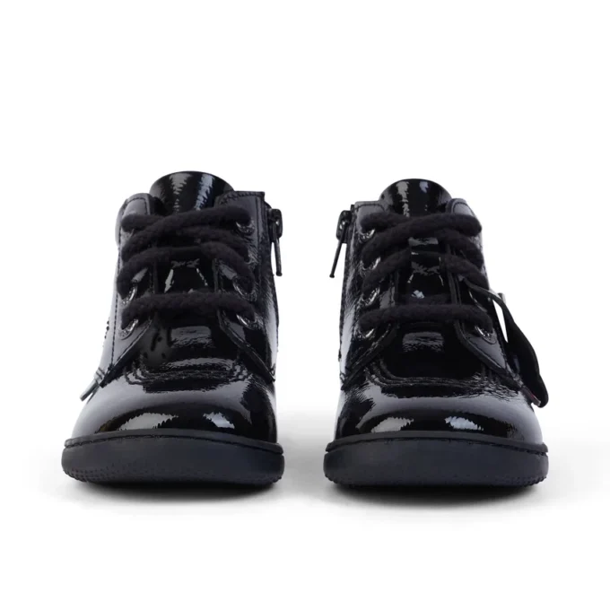 Chaussures unisexes pour bébés Playflex Hi en cuir verni froissé noir Chaussures unisexes pour bébés Playflex Hi en cuir verni froissé noir