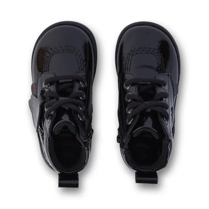 Chaussures unisexes pour bébés Playflex Hi en cuir verni froissé noir Chaussures unisexes pour bébés Playflex Hi en cuir verni froissé noir