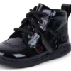 Chaussures unisexes pour bébés Playflex Hi en cuir verni froissé noir Chaussures unisexes pour bébés Playflex Hi en cuir verni froissé noir