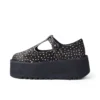 Femme Adulte Kick T-Bar Platform Cuir Noir Femme Adulte Kick T-Bar Platform Cuir Noir