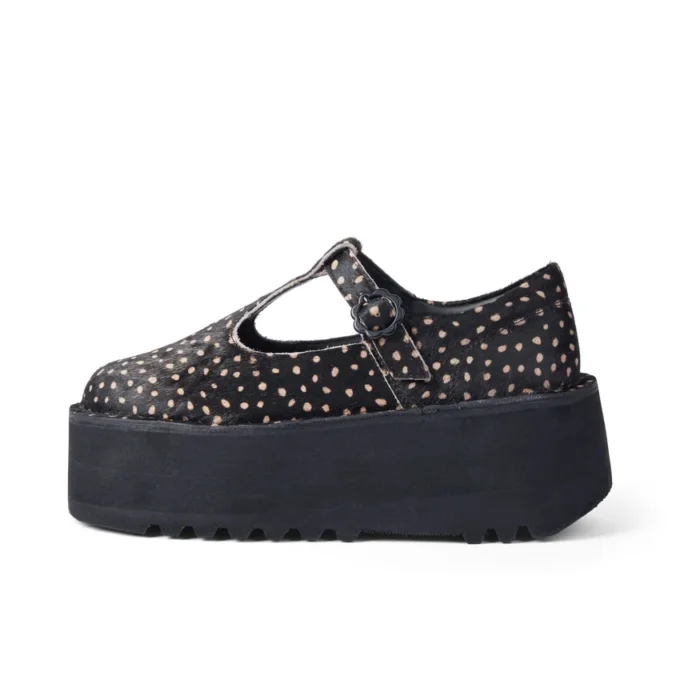 Femme Adulte Kick T-Bar Platform Cuir Noir Femme Adulte Kick T-Bar Platform Cuir Noir
