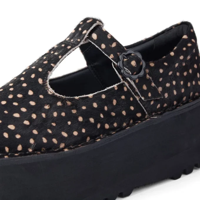 Femme Adulte Kick T-Bar Platform Cuir Noir Femme Adulte Kick T-Bar Platform Cuir Noir