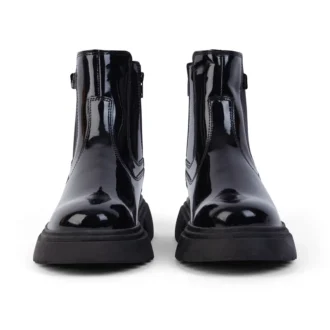 Femme junior Kenzi Chelsea Cuir verni Noir