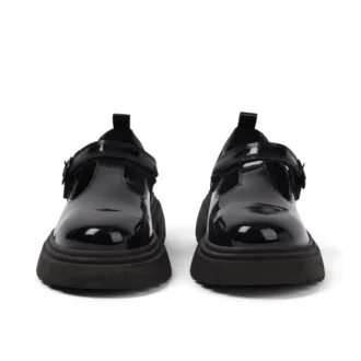 Femme junior Kenzi T-Bar Cuir verni Noir