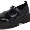 Femme junior Kenzi T-Bar Cuir verni Noir Femme junior Kenzi T-Bar Cuir verni Noir