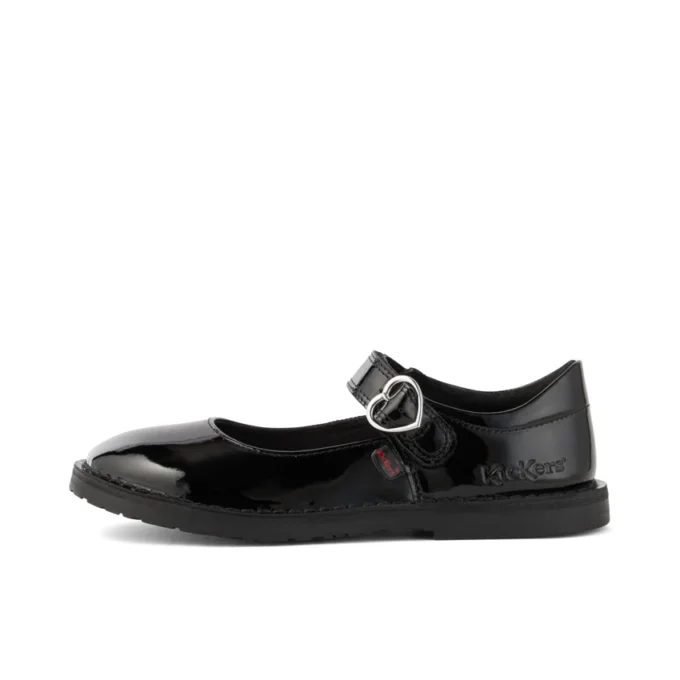 Filles Junior Adlar Heart Mj Cuir verni Noir