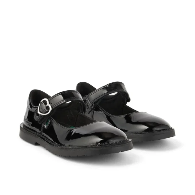 Filles Junior Adlar Heart Mj Cuir verni Noir