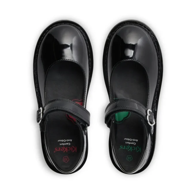 Filles Junior Adlar Heart Mj Cuir verni Noir