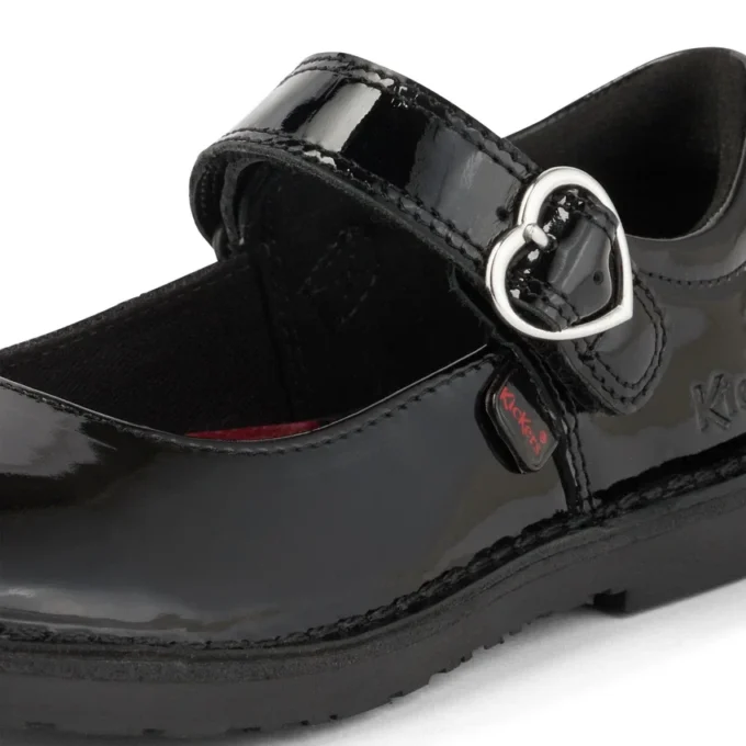 Filles Junior Adlar Heart Mj Cuir verni Noir
