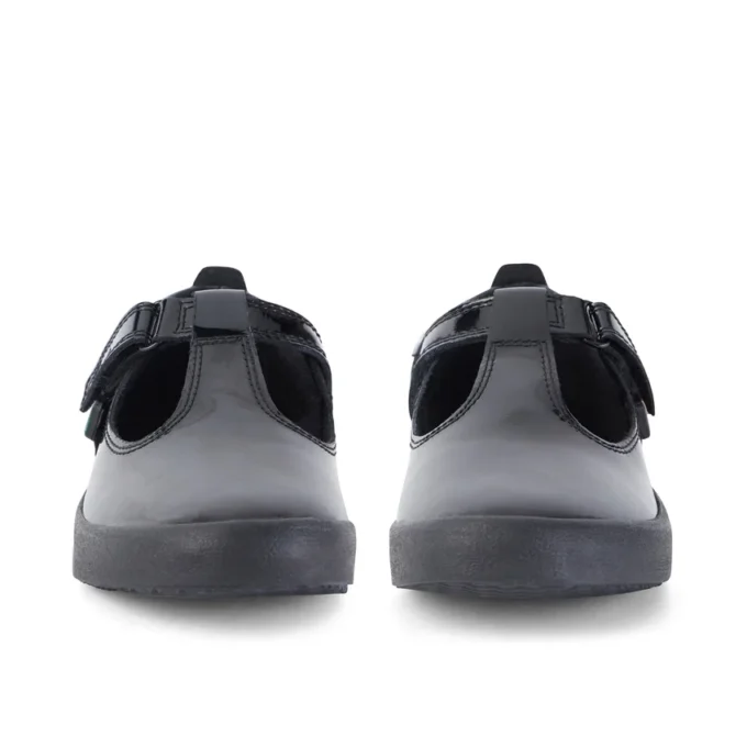 Filles Junior Kariko T Bar Cuir verni Noir