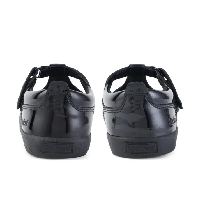 Filles Junior Kariko T Bar Cuir verni Noir