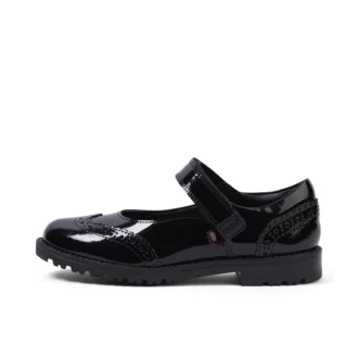 Filles junior Lachly MJ Brogue en cuir verni noir