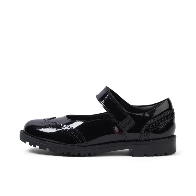 Filles junior Lachly MJ Brogue en cuir verni noir