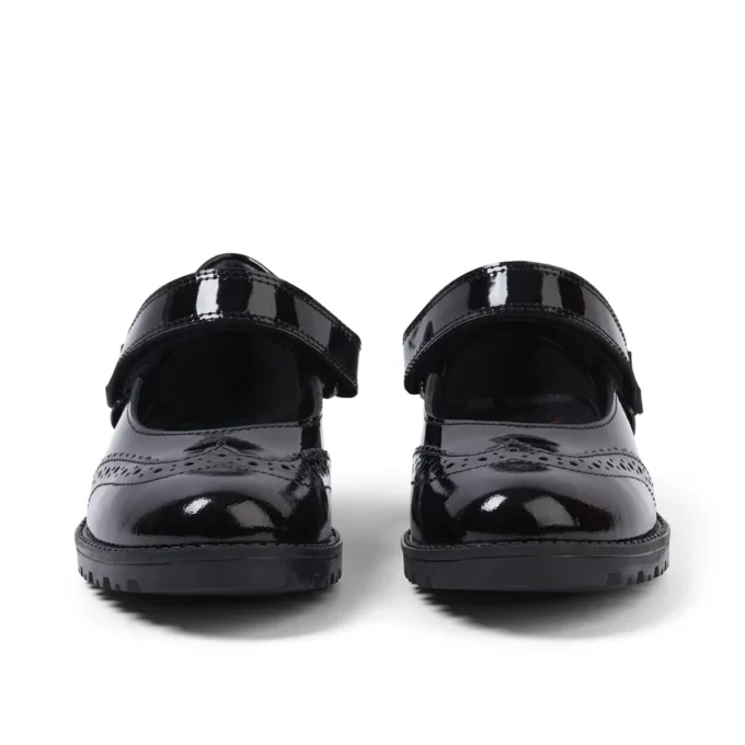 Filles junior Lachly MJ Brogue en cuir verni noir