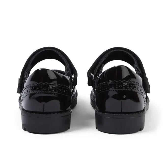 Filles junior Lachly MJ Brogue en cuir verni noir