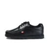 Fragma Lace 4 Eyelet en cuir noir pour jeunes hommes