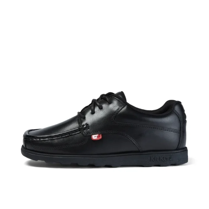 Fragma Lace 4 Eyelet en cuir noir pour jeunes hommes