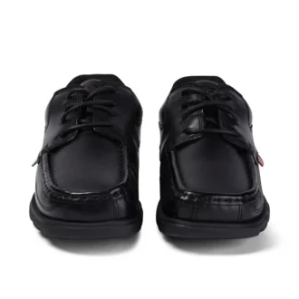 Fragma Lace 4 Eyelet en cuir noir pour jeunes hommes